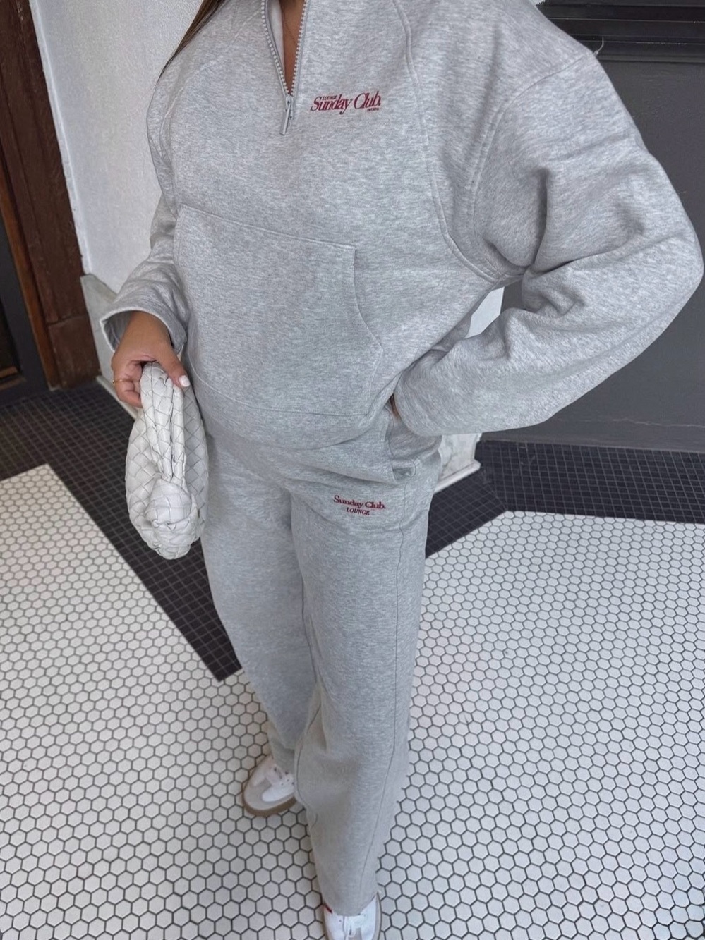 Light Gray Sweatpants and quarter zip set